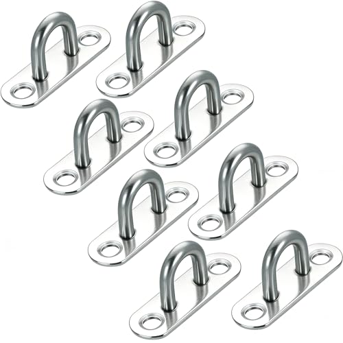 8 Pcs Pontet Inox, M6 Plaque à Oeillets en Acier Inoxydable, Plaque à œil en Acier Inox, Crochets de Plafond Support Murale pour Suspension Fixation de Balançoire...