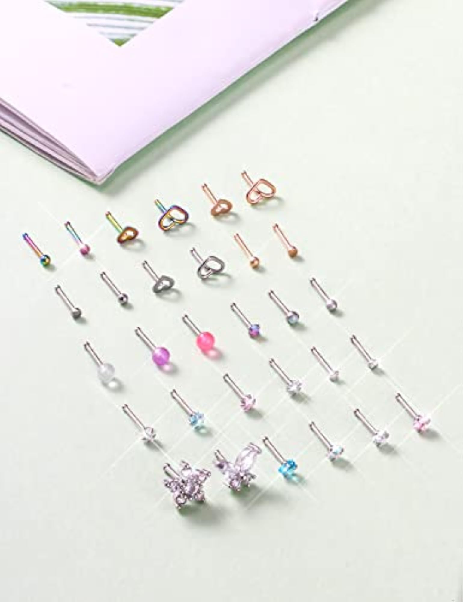 28Pcs Glow in The Dark Nose Rings Set