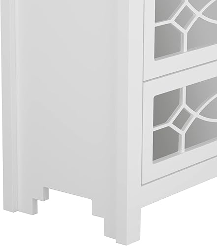 Miniatura 8 de Hitow Mesita de noche blanca con 3 cajones espejados gabinete de almacenamiento de madera mesa de noche decorativa para espacios pequeños y