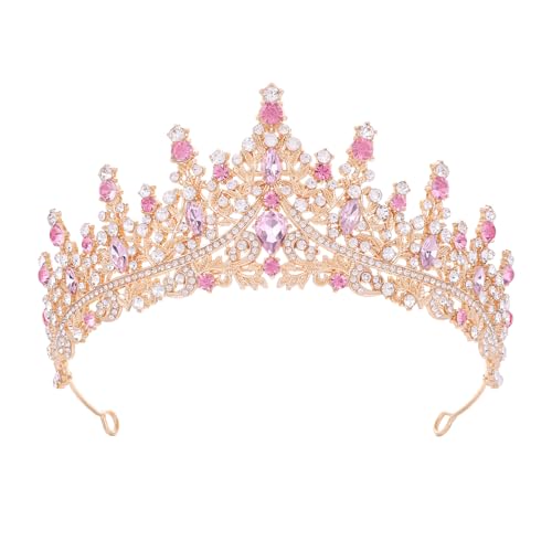 Feltent Pink Tiara for Women Crystal Queen Crowns Rhinestone Princess Tiaras for Women Wedding Headband for Bride Hair Accessories for Halloween Costume Birthday Party Prom Mother's Gifts