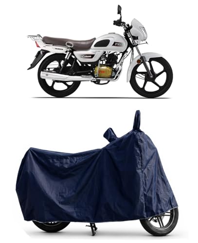 Image of Shield Heavy Duty Bike Cover for Tvs Radeon | All-Season, Tear-Proof Fabric | with Side Mirror Pocket & Buckle Belt | Tvs Radeon Bike Cover (Blue)