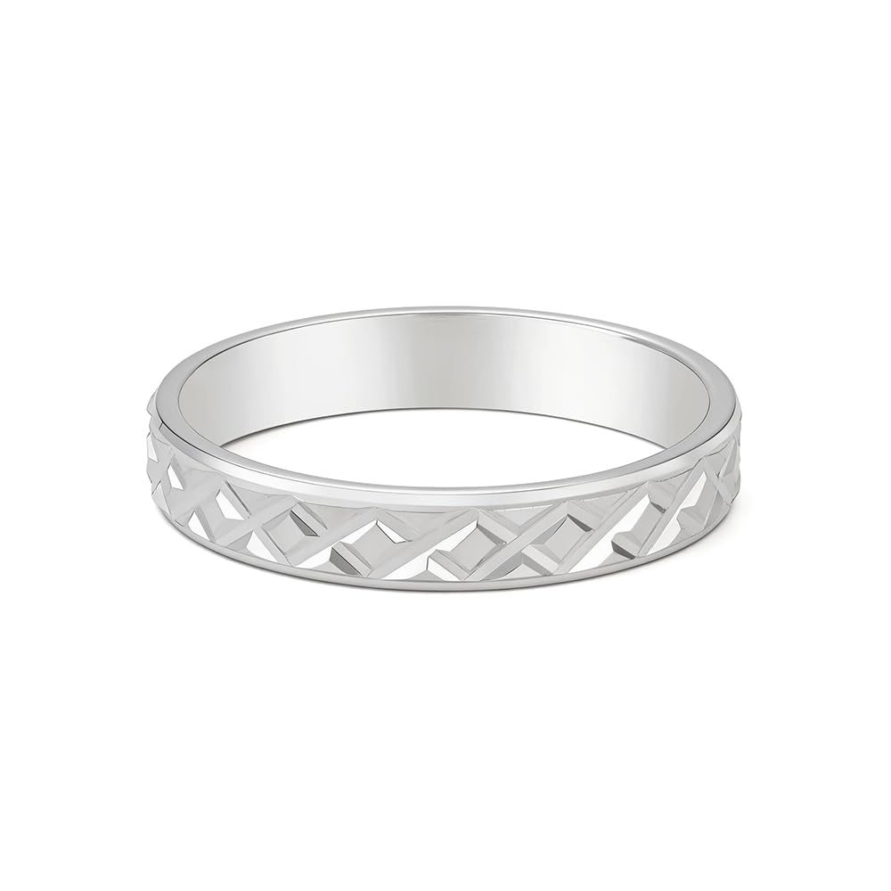 touch925 Pure 925 Silver Geometric Criss Cross Ring for Men | High Polish Band with Diamond Cut Pattern Design | Gift for Men Birthday & Anniversary | Certificate of Authenticity-picture-18