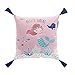 Cojín de compresión con Pompones de 40 x 40 cm, algodón Impreso pequeña Sirena Des. Plaza