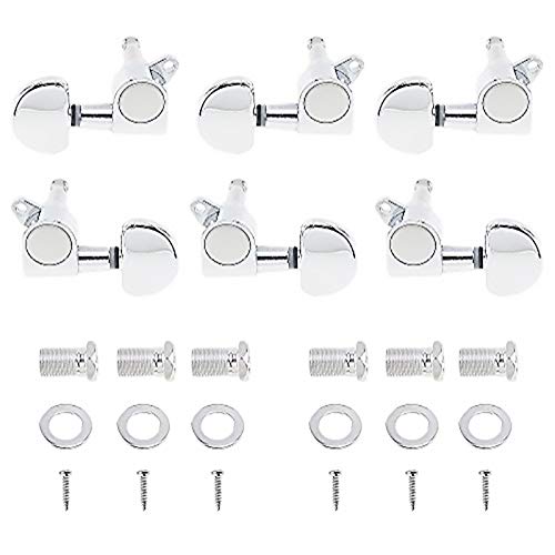 ã€The Best Dealã€‘OriGlam 6pcs Guitar Tuning Pegs 3L3R Chrome Tuners Guitar Machine Heads for Folk Acoustic Electric Guitar, Tuner Guitar Parts Fender Replacement