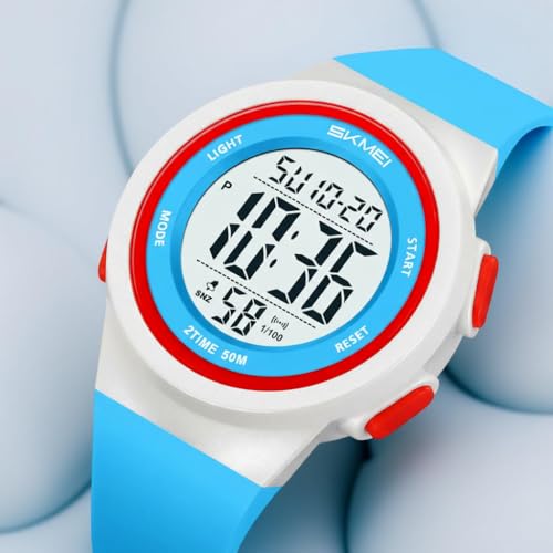 Image of SKMEI Digital Kids Watch for Boys & Girls - Waterproof Sports Wristwatch with LED Backlight, Alarm, Stopwatch & Dual Time Zone - Durable Kids Outdoor Watch - 2286