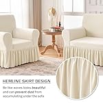 NICEEC Loveseat Cover Thick Plush 1-Piece Warm Beige-Yellow Slipcover for Loveseats Stretch Fluffy Couch Covers for Living Room Easy Fit Washable Soft Furniture Sofa Protector with Skirt - Image 3