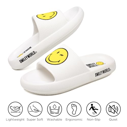 SmileyWorld Cloud Slides for Women and Men Smile Face Pillow Slippers with Arch Support Non Slip Quick Drying Shower Shoes EVA Flat Sandals2
