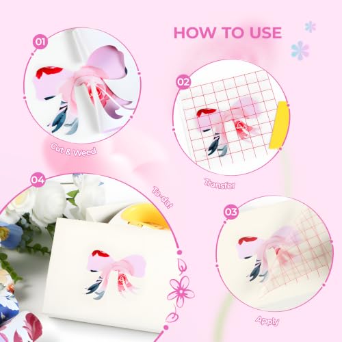 Image of HTVRONT Floral Permanent Vinyl 10 pcs 12 x 10 in Watercolor Flower Design