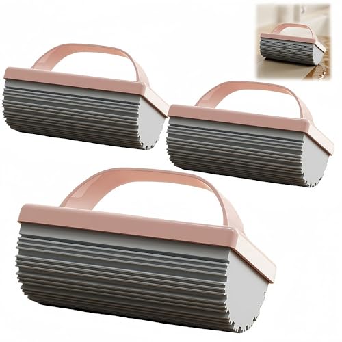 Image of Baseboard Cleaner sponges for Cleaning, Scrub Daddy sponges with deep Grooves for Strong Adhesion, Enhanced Water Absorption, and Superior Stain Removal, Damp Duster dusting Sponge (3PCS*Pink)