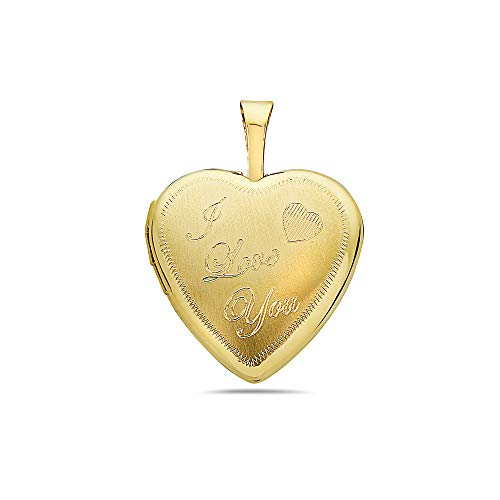 PORI JEWELERS 14K Solid Yellow Gold Heart Locket Pendants- For Photos, Messages, sentimental's