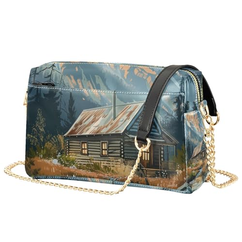 Mountain Stream Hut Crossbody Bags for Women PU Leather Crossbody Purse Small Shoulder Handbag Purses for Girls2