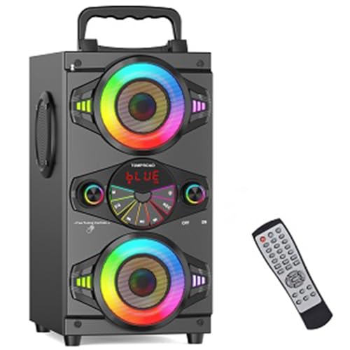 Portable Bluetooth Speakers 60W Big Powerful Wireless Loud Stereo Bass Sound Boombox Home Party Speaker with Subwoofer, FM Radio, LED Colorful Lights