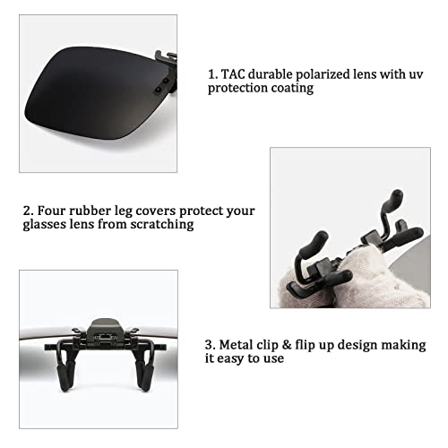 Polarized Flip Up Clip-on Sunglasses Anti-Glare UV 400 Lens Fishing Driving Sunglasses Over Prescription Glasses3
