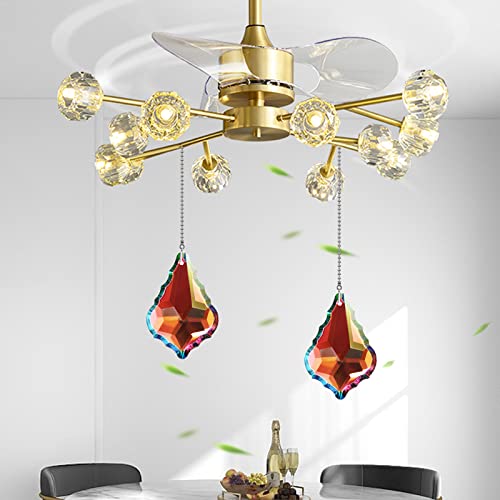 Image of Crystal Prisms Pull Chain Extension Light Fixtures Ceiling with Pull Chain Connectors Pendant Pack of 2
