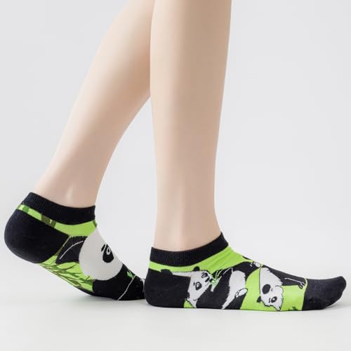 Image of 2 Pairs Funny Cartoon Animal Print Cotton Ankle Socks for Women Teens