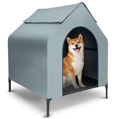 Joyfultails 犬用テント UVカット 銀コート 犬小屋 大型犬 中型犬 25KG耐荷重 遮熱 防暑 防風防水 ペットハウス 猫犬兼用 通気性 折りたたみ式 ペット小屋 室内室外兼用 軽量 収納便利 アウトドア バルコニー用 ドッグハウス 暑さ対策 四季通用