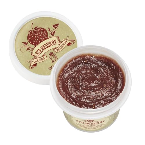 SKINFOOD Black Sugar Strawberry Mask Wash Off 3.38 fl.oz. (100g) – Exfoliating Mask for Tightening Pores and Cleansing Skin – Skin Mask Sugar Scrub – Facial Sugar Scrub Masks – Pore Face Mask