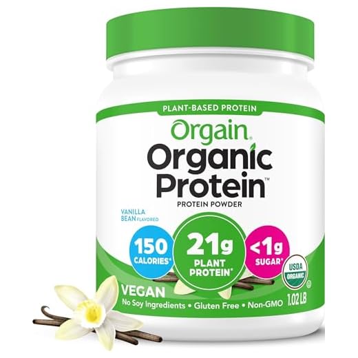 Orgain Organic Vegan Protein Powder, Vanilla Bean - 21g of Plant Based Protein, Low Net Carbs, Non Dairy, Gluten Free, Lactose Free Soy Free, Kosher, 16.32 Oz (Packaging May Vary) (Pack of 1)