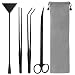 Liveek Aquarium Aquascape Tools Kits, 4 in 1 Anti-Rust Aquatic Plant Aquascaping Tool Stainless Steel Black Tweezers Scissors Spatula for Aquarium Tank Clean Aquascape Tools Sets (Black)