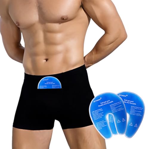 Vasectomy Support Underwear for Men Snug Boxer Briefs with 2 Ice Packs for Testicular Support and Pain Relief Post-Vasectomy Care Gift black