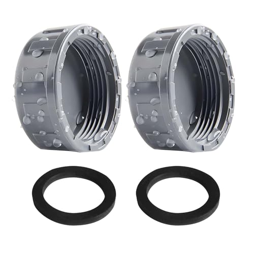 2 Piezas Tapa PVC Roscada 50mm con Juntas Goma, Cierre para Tubos Conexión Roscada Interna, para Aplicaciones de Jardín y Fontanería
