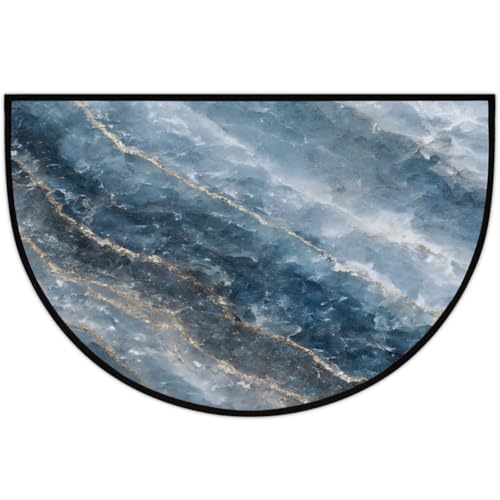 Tapete medio círculo azul marino lavable antideslizante miniatura 1