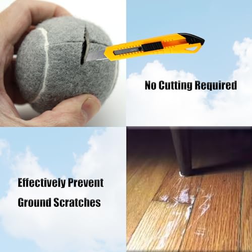 Image of SHYUJAJIE 4 PCS Precut Walker Tennis Balls for Furniture Legs and Floor Protection, Heavy Duty Long Lasting Felt Pad Glide Coverings for Chair (Grey)