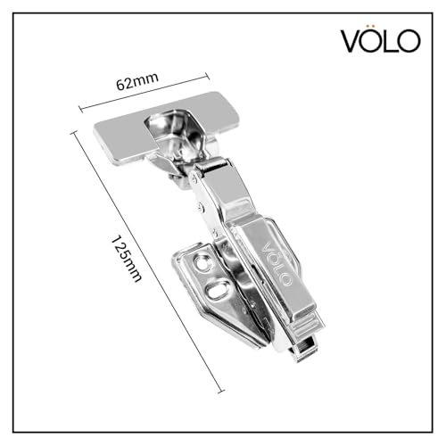 Image of VOLO Cabinet Hinges, Set of 1 (2 Pieces) for Furniture, Wardrobes, Doors, and Storage Units | (2D Soft Close (Stainless Steel), 8 Crank | Half Overlay)