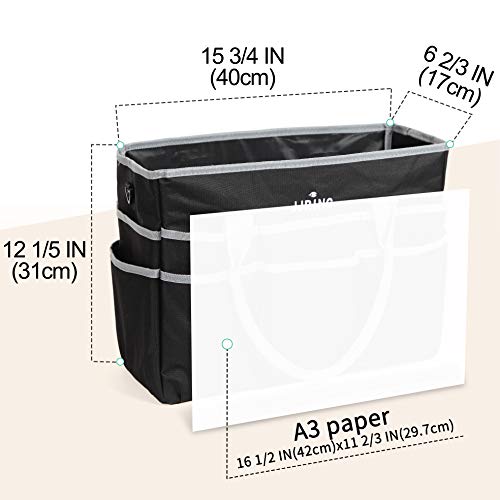 Image of JJRING Large Multi-Functional Carrying Bag, 600D Nylon Artist Tote Bag with 16 Pockets Caddy for Art, Craft, Sewing, Make-up or School, Medical, Office Supplies Organizer, Silver