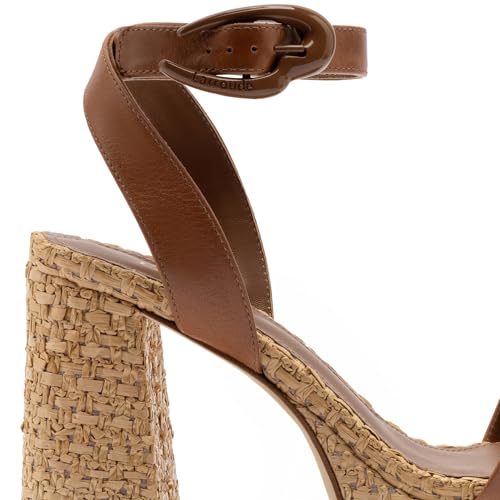 Dolly Verona Sandal In Caramel Leather And Natural Raffia4