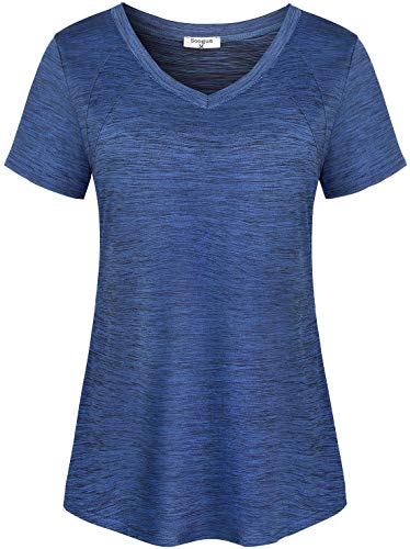 Soogus Yoga Tops for Women Loose Fit V Neck Workout Shirts Short Sleeve