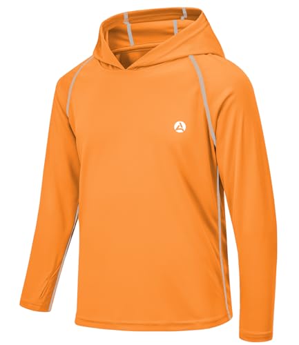 Image of Boys Grils Long Sleeve Sun Shirts UPF50+ Hoodie Thumbhole Rash Guard Quick Dry Atheltic Hiking Workout Water Playing