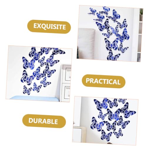24 adhesivos de pared mariposa 3D removibles azul miniatura 3