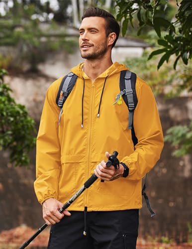 Image of COOFANDY Mens Packable Rain Jacket Lightweight Waterproof Raincoat with Hood Outdoor Rain Gear Travel Hiking Cycling
