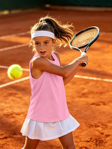 Image of Girls Sleeveless Basic Tank Tops Round Neck Tanks | 5-14 Years, Kids Loose Crewneck Tanks, Cute Classic Top, Lightweight Soft and Breathable, Casual Daily Wear