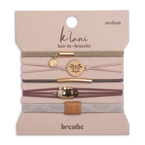 K'lani Hair Tie Bracelets for Women - Elastic Hair Bands That Double as Stylish Jewelry - Breathe - Large