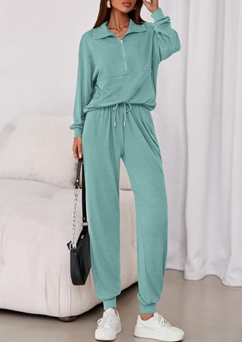 PRETTYGARDEN Women's Fall 2 Piece Lounge Sets Zip Up Sweatshirt Jogger Pants Sweat Track Suits Travel Outfit Winter Clothing
