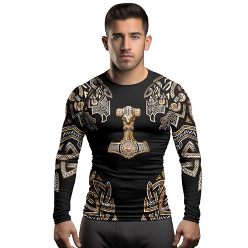 Viking Men's BJJ Rash Guard Long Sleeve Baselayer Compression Shirt for Jiu Jitsu MMA Wrestling Grappling4