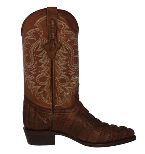 Team West Mens Brown Western Leather Cowboy Boots Crocodile Tail Print J Toe2