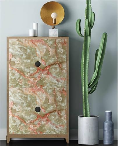 Image of WALLMATE Marble Wallpaper Self Adheisve Marble Wallpaper Waterproof Countertop Furniture Kitchen Marble Sticker (Orange Crema, 12x36 Inch)