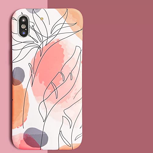 J.west Iphone Xr Case 6.1, Aesthetic Watercolor Minimalist Boho Modern Abstract Prints Slim Geometric Line Plant Palm Leaf Pattern Pink Soft Tpu Shockproof Cover Protective Phone Case For Women #TOP5