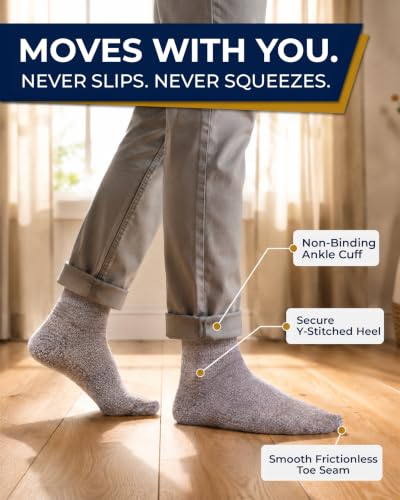 Image of Pembrook Ankle Diabetic Socks for Women & Men | 6 Pairs | Wide Non Binding Socks Quarter Length | Edema Neuropathy Socks