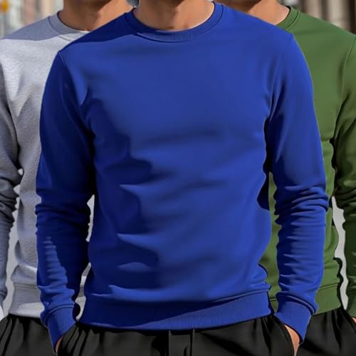 Mens Hoodie Solid Color Fashion Casual Sweatshirt Crew Neck Pullover Daily Hoodies Streetwear2