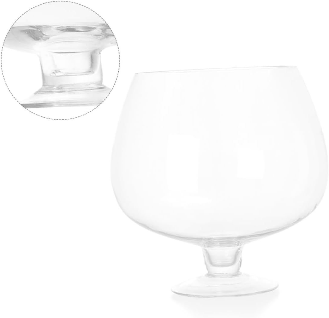 Small Glass Fish Bowl 7000ml Desktop Goldfish Tank Aquarium Vase for Hydroponic Plants Tabletop Natural Fish Tank for Office Home Decoration