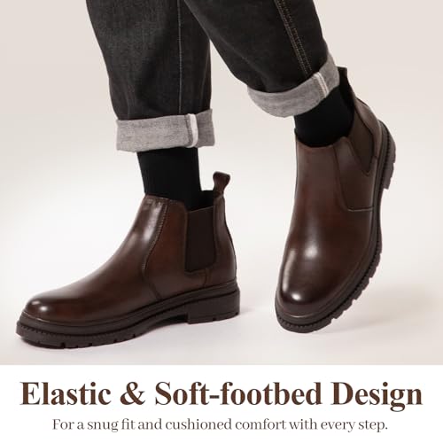 Image of OKKO Mens Chelsea Boots Genuine Leather Dress Boots for Men Classic Stylish Casual Slip On Ankle Boot for Men
