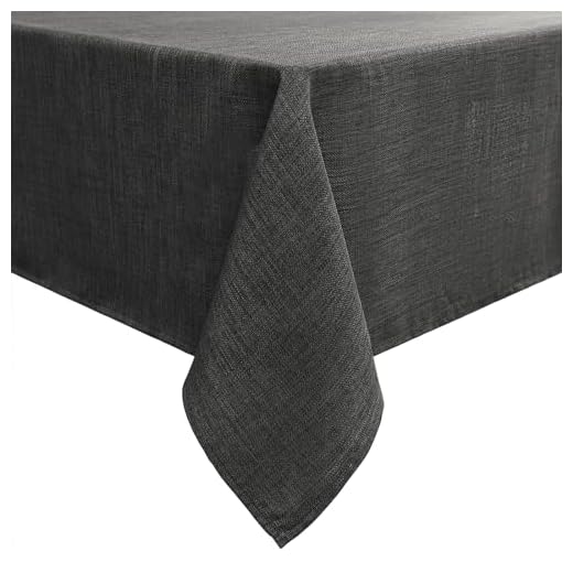smiry Tovaglia effetto lino, lavabile, effetto loto, rettangolare, 100 x 140 cm, impermeabile, antimacchia, grigio scuro
