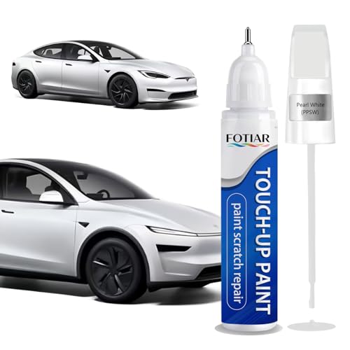 Pearl White PPSW Touch up Paint for Tesla-Exact Match Scratch Repair Kit 2-In-1 Premium Car Paint Pen for Chips & Nicks