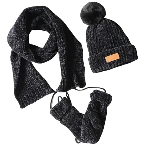 Gorro cálido para niños y conjunto de punto para el camino al colegio en invierno