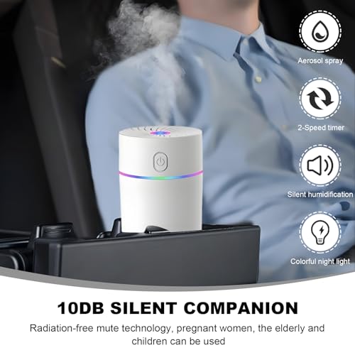 Image of DXNQ Car Fragrance Diffuser, USB-Powered Car Air Freshener Mist Humidifier Essential Oil Diffuser, Portable Car Air Freshener Aromatherapy Diffuser for Vehicle, Car Accessories (White)
