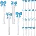 Laffact Blue Bow Bubble Wands - 24Pcs Blue Bows Small Mini Bubble Wands Bulks, Something Blue Bridal Shower Party Favor Decorations, for Valentine Day Wedding Birthday Party Supplies